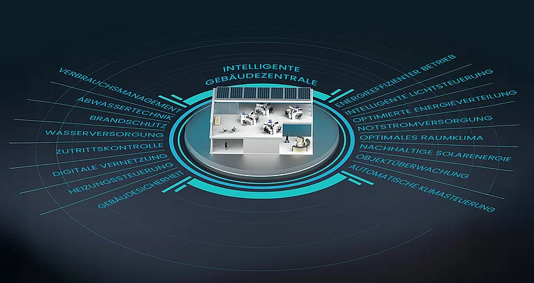 Modernes Smart-Office mit Infografiken. 3D-Rendering